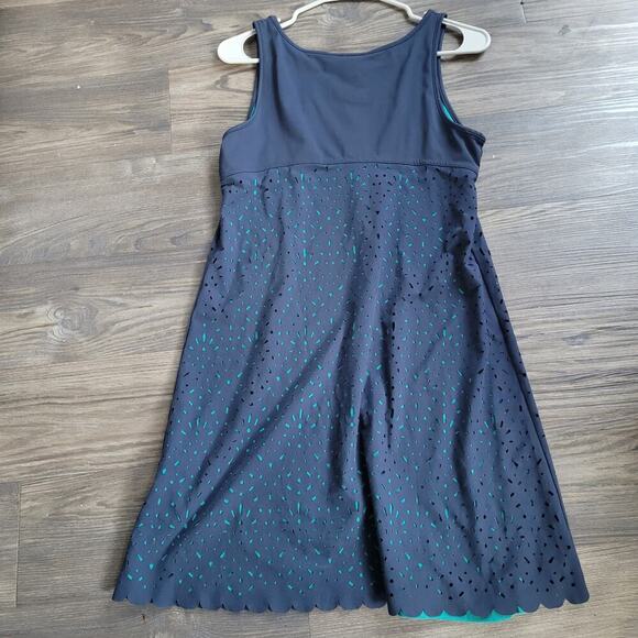 Title Nine Illusion Tank Dress S Nimblene Laser Cut Blue Trail Hiking Athletic - Picture 3 of 3